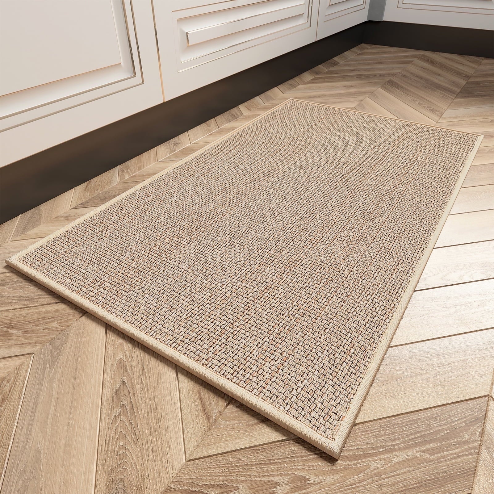 Kitchen Mat Washable Kitchen Rugs and Mats Non Skid Absorbent Runner Rugs for Kitchen Front of Sink Kitchen Floor Mats 20"X32" Beige Kitchen Mats or Rugs