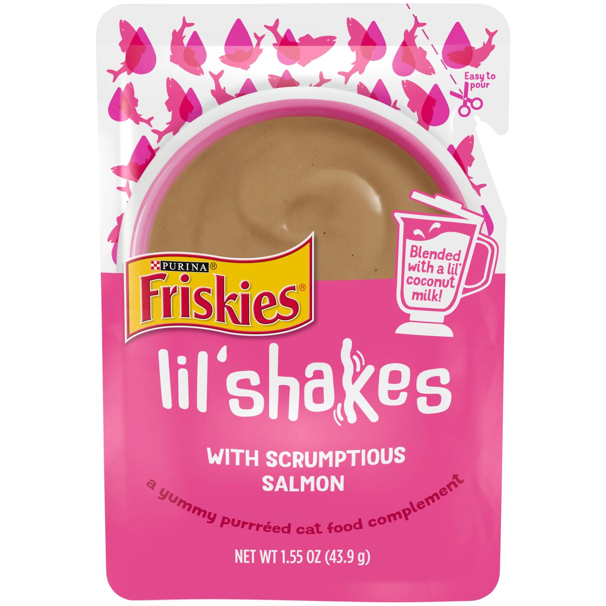 Lil' Shakes Salmon Puree Wet Cat Food Topper, 1.55 oz Pouch