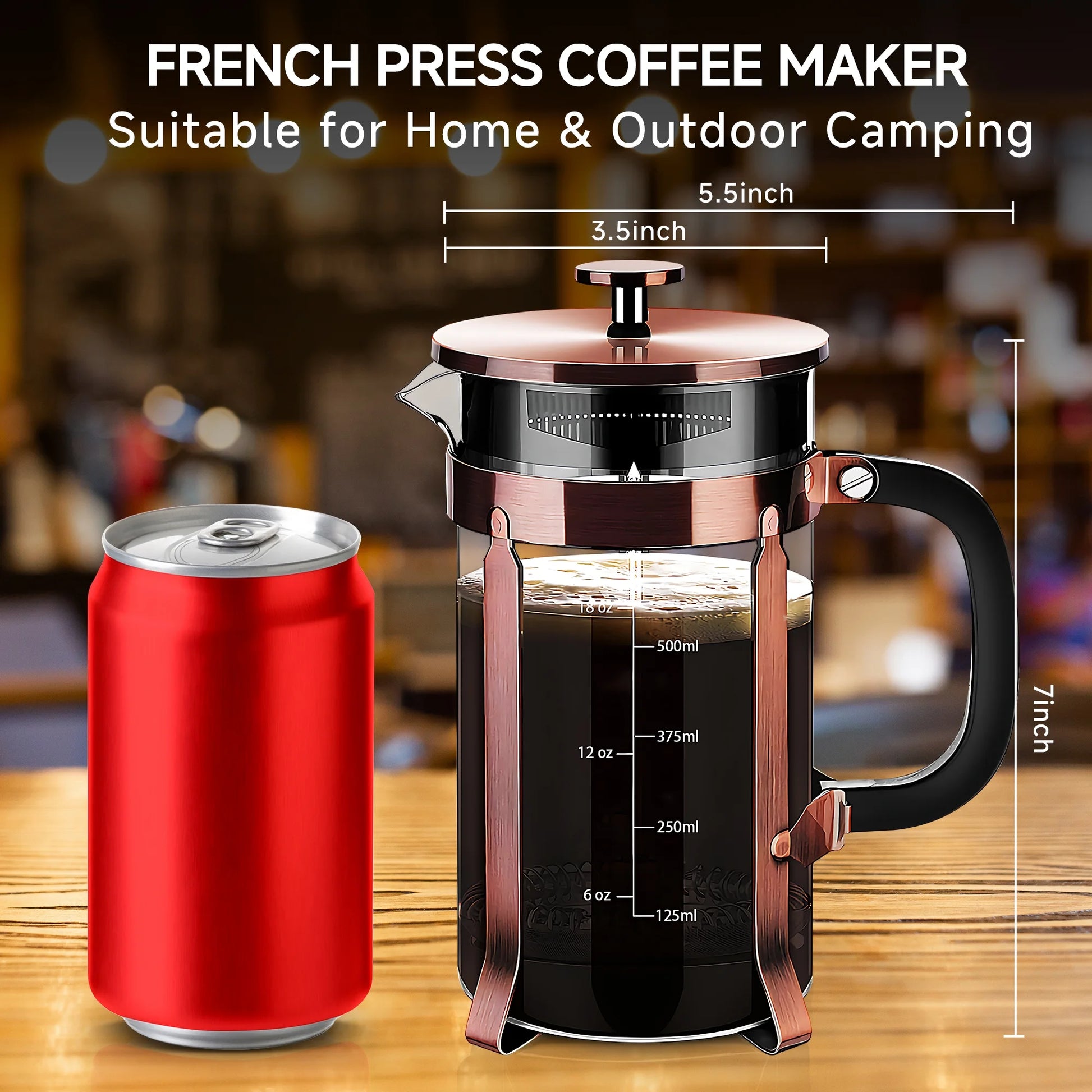 4-Cup Heat Resistant Stainless Steel French Press Coffee Maker