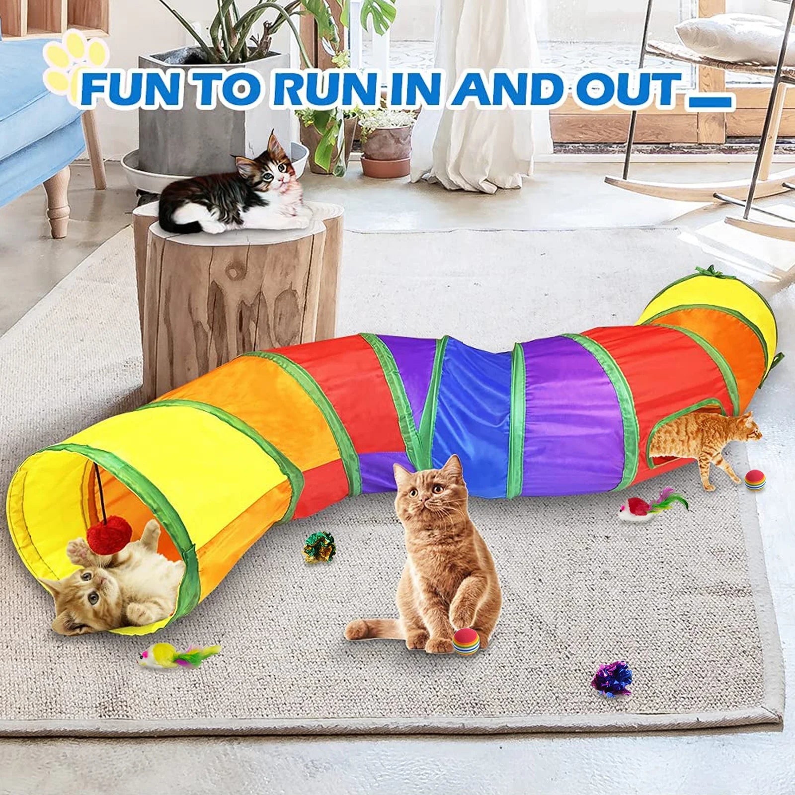 Cat Toys Tunnels Collapsible Pets Cat Jungle Tunnels Kitty Toys Balls