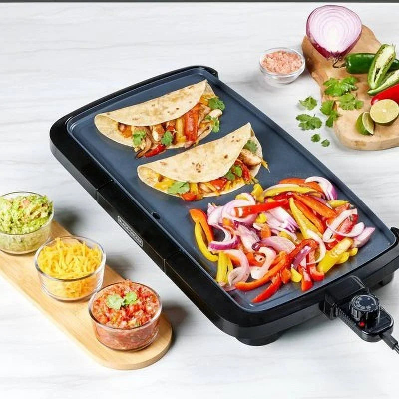 20" Family-Sized Electric Griddle Black: Nonstick, Tabletop, Temperature Control, 1500W