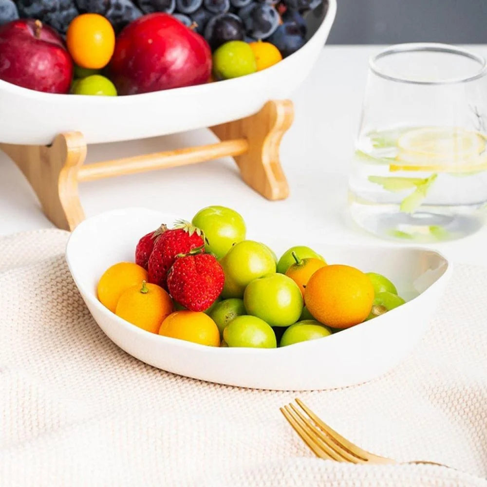 Fruit Bowl, 3 Tier Decorative Modern Fruit Basket for Kitchen Counter Mother Day Gifts - White
