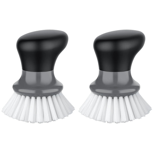 Dish Scrub Brush for Kitchen, Palm Brush Dish Scrubber with Ergonomic Grip,Nylon Brush, Gray, Pack of 2,