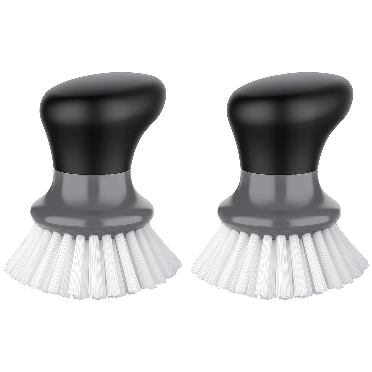 Dish Scrub Brush for Kitchen, Palm Brush Dish Scrubber with Ergonomic Grip,Nylon Brush, Gray, Pack of 2,