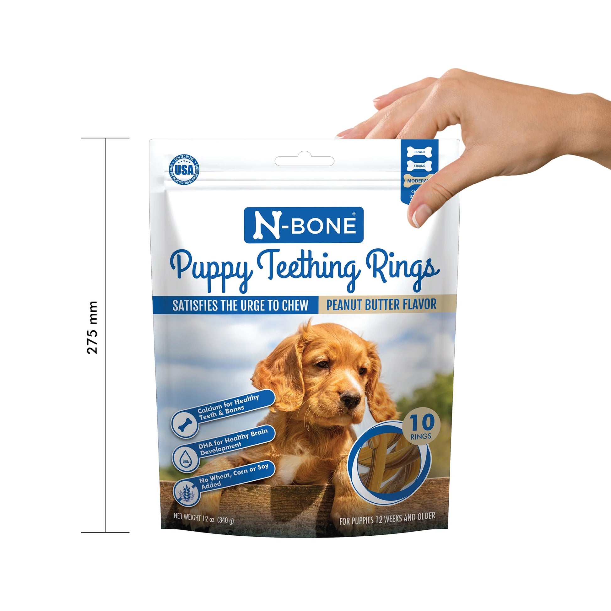 ® Puppy Teething Rings - Peanut Butter Flavor, 10 Treats, 12 oz, Dried Chew Treats for Dogs