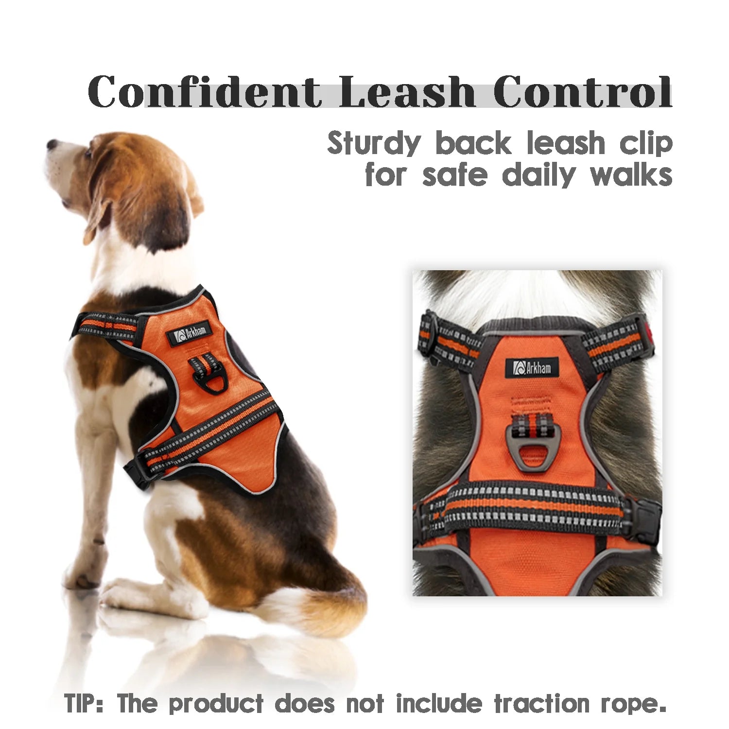 Adjustable No-Pull Dog Harness with Breathable Padded Vest and Reflective Safety Features, Easy Control Handle for Small to Large Dogs, Orange, XL