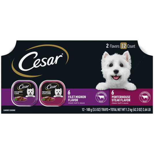 Classic Loaf in Sauce Wet Dog Food Variety Pack, 3.5 oz Trays (12 Count)