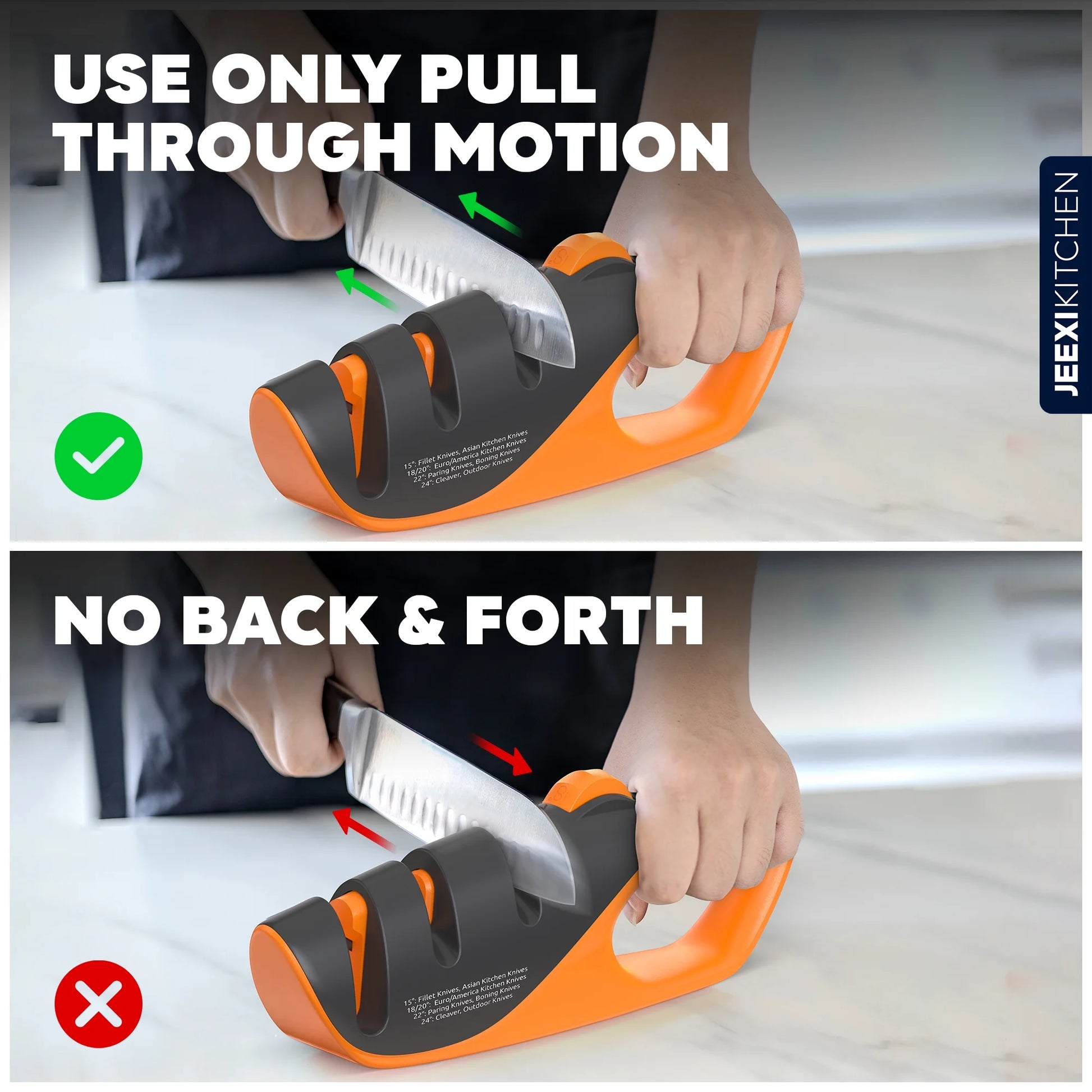 Adjustable 3-Stages Knife Sharpener – 5 Angle Manual Sharpener for Kitchen, Chef, Hunting, Fillet, Pocket, Cleaver & Serrated Knives – Ergonomic Handle, Scissor Slot, Coarse & Fine Stages