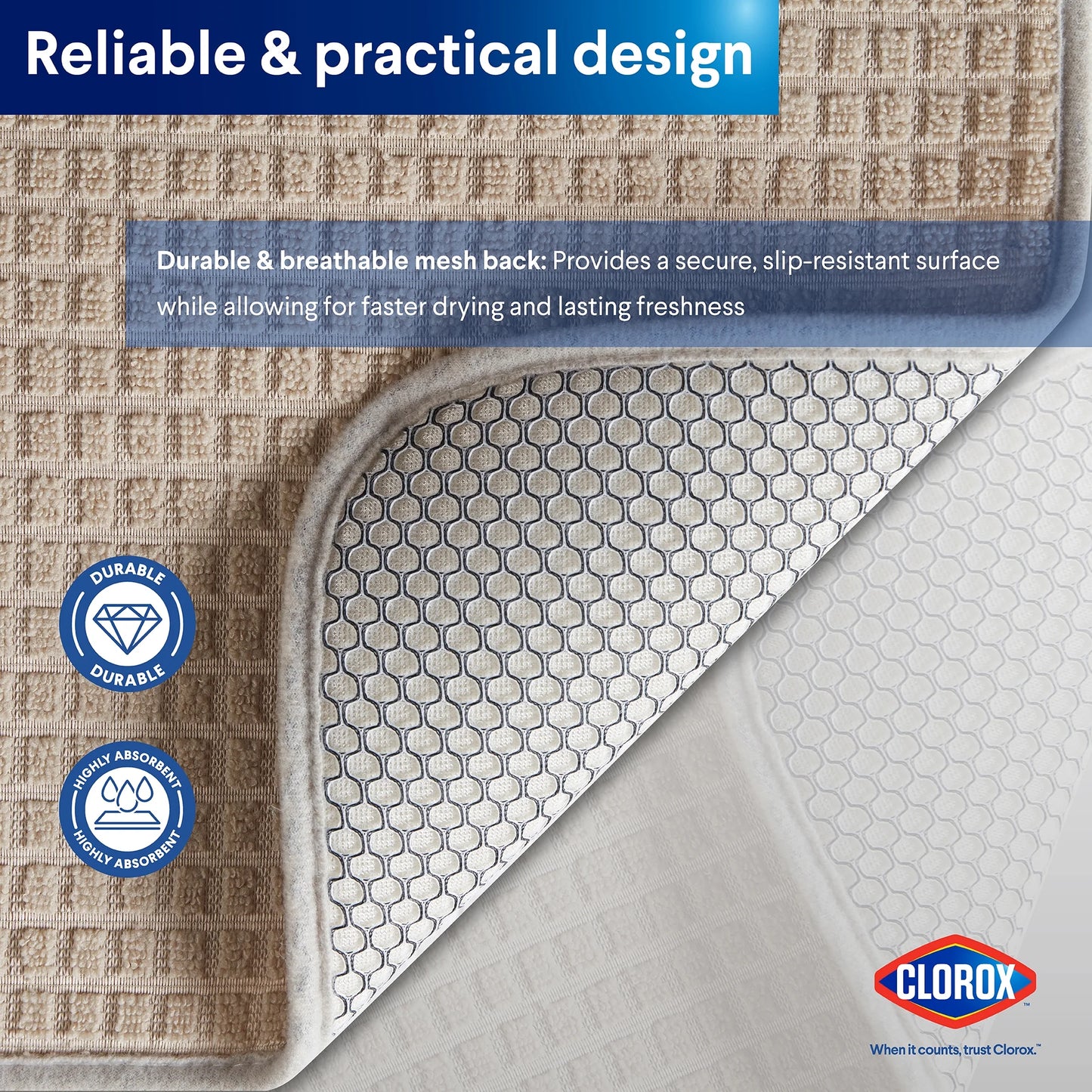 Dish Drying Mat, Absorbent Microfiber, 50% Recycled for Kitchen, 15" X 20" Beige Tan