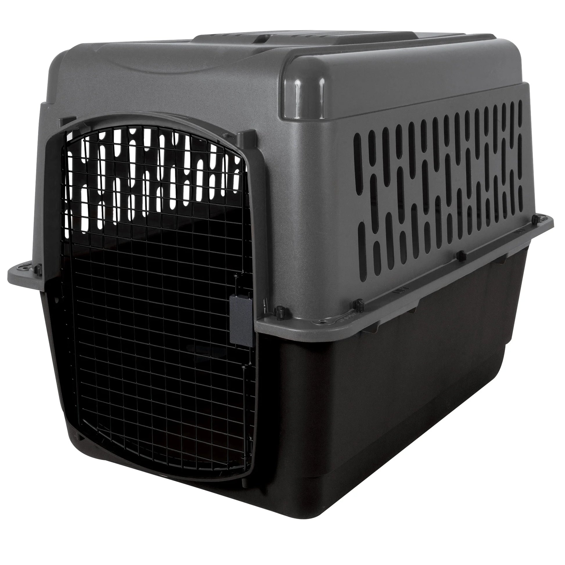 Traditional Travel Dog Kennel - Portable Plastic Carrier for Medium to Large Dogs (36", 50-70 lbs), Gray