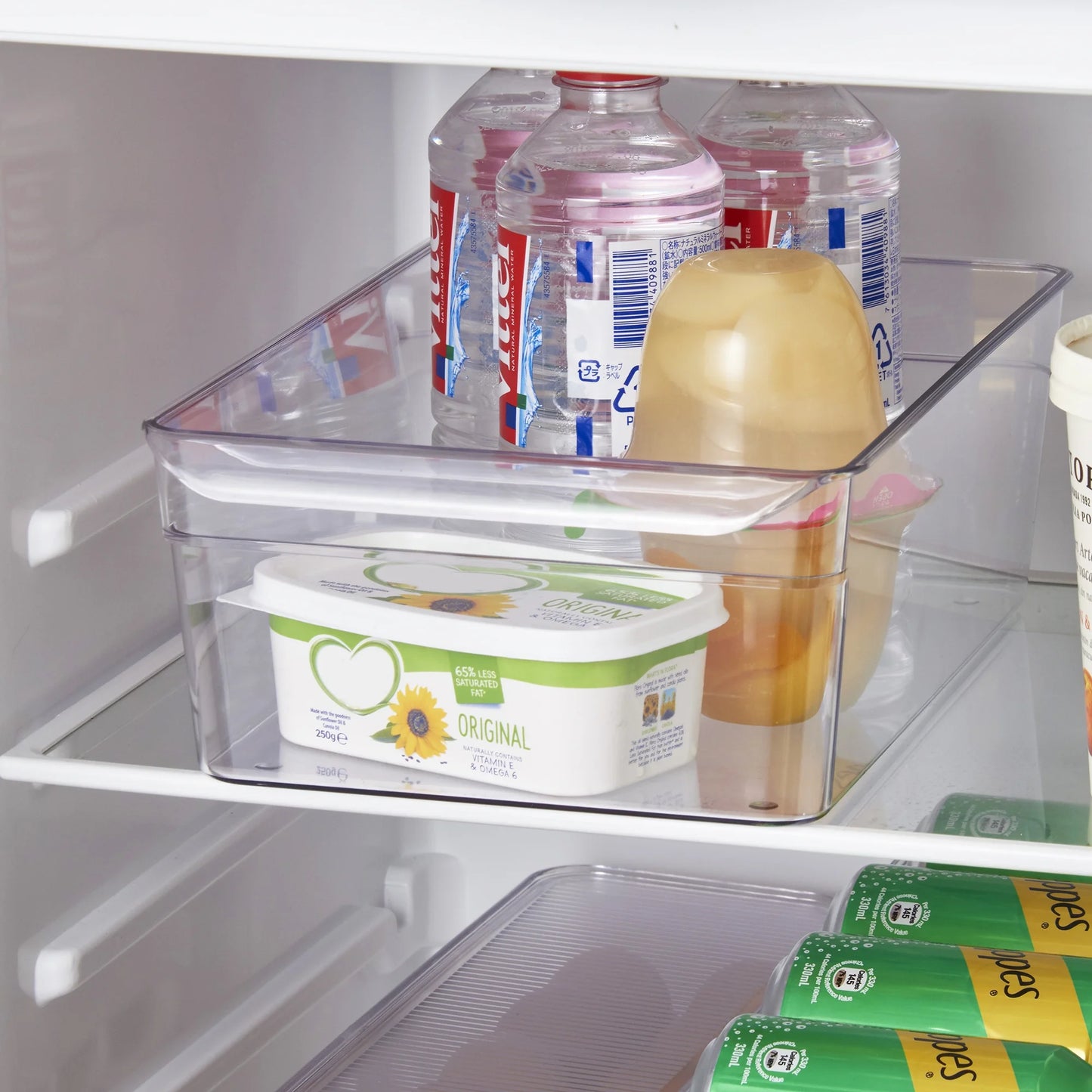 Large Fridge Bin, 12X8X4 Inches, Clear Plastic