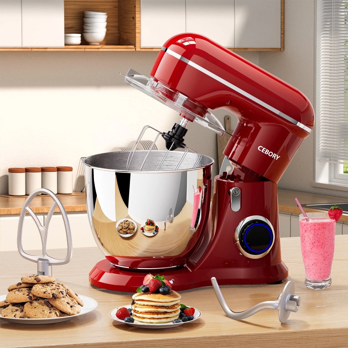 3-in-1 Stand Mixer with 6.5 QT Tilt-Head, 10-Speed Settings, Includes Dough Hook, Beater, Whisk, and Mixing Bowl for Home Chefs