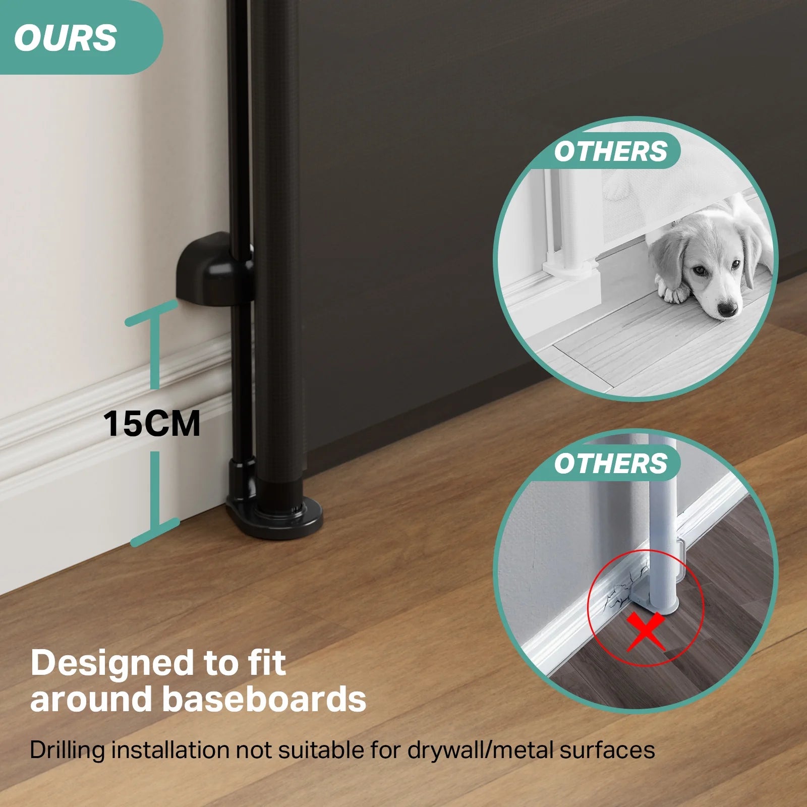 55-Inch Wide Retractable Baby Gate for Doorways, Indoor and Outdoor Mesh Dog Barrier, One-Hand Operable Child Safety Gate for Stairs - Black