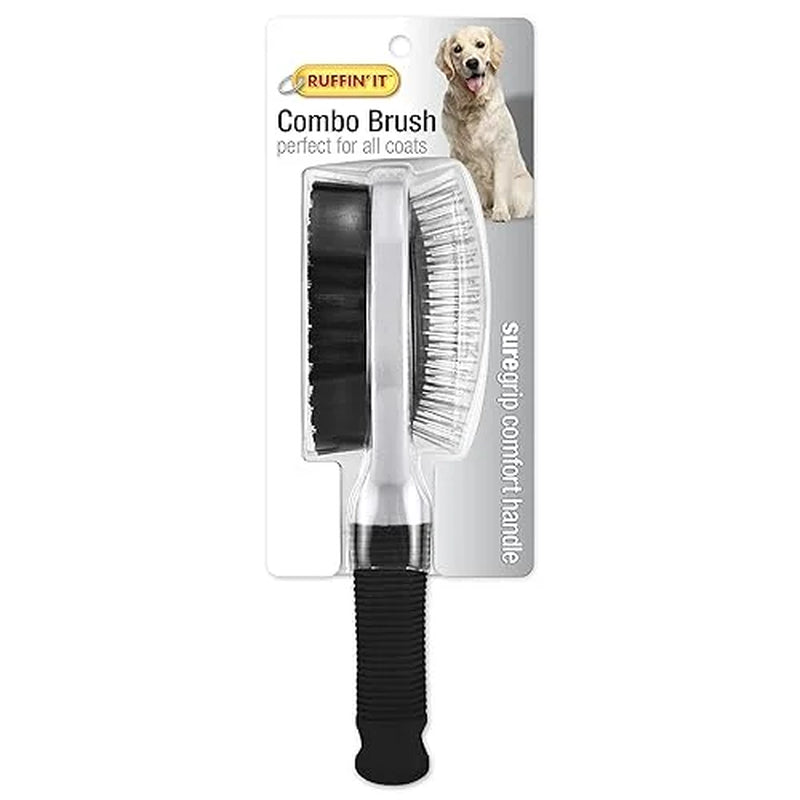 Westminster Pet Ruffin' It Plastic & Metal Bristle Combo Grooming Pet Brush
