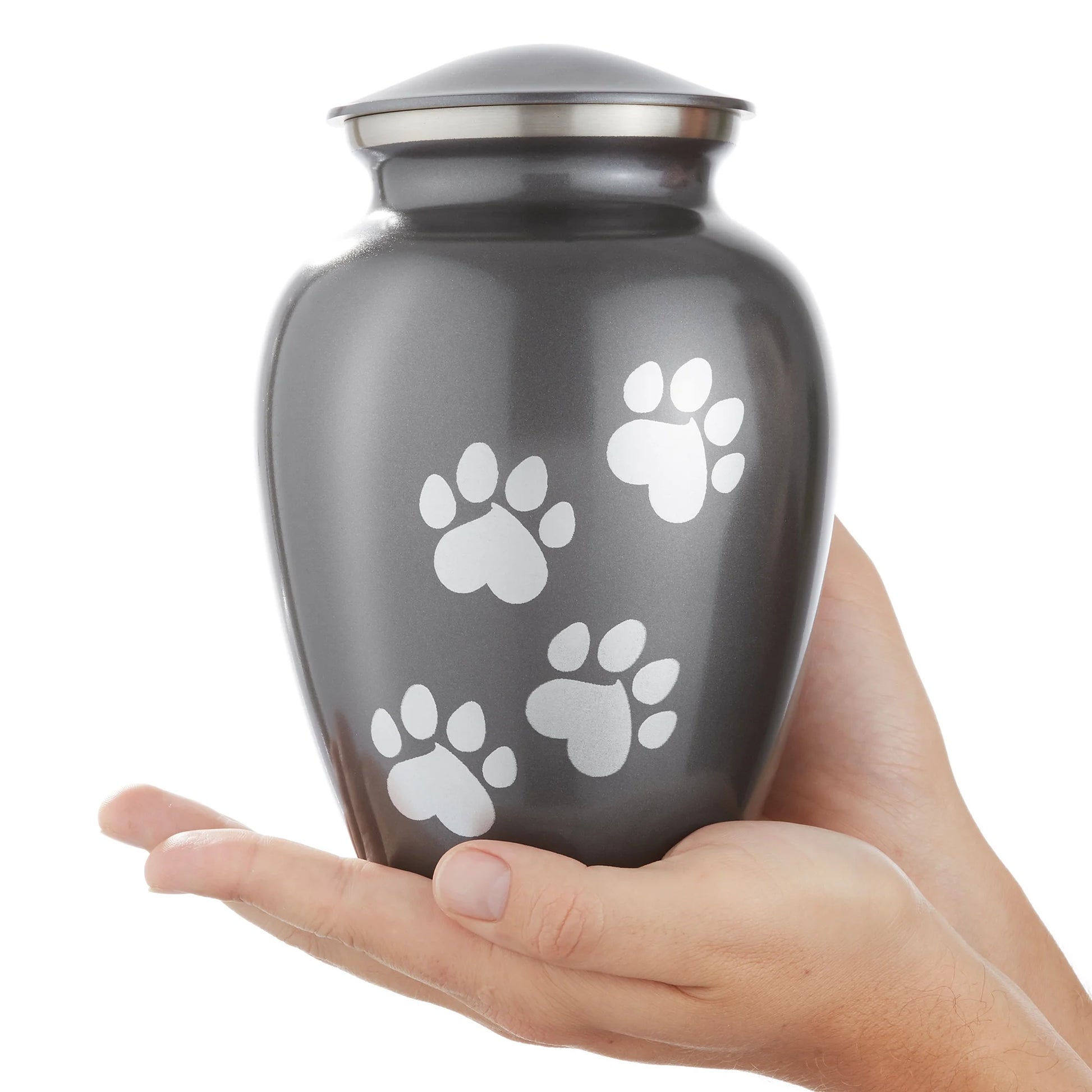 Pet Cremation Urns for Dog and Cat Ashes, Memorial Paw Print Urn - Medium up to 70 Pounds Gray