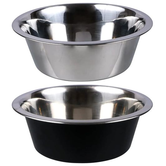 Dog Bowls Small Size Dog & Cat - Metal Non-Skid Pet Bowls, 8 In. 2 Pack - for Pets