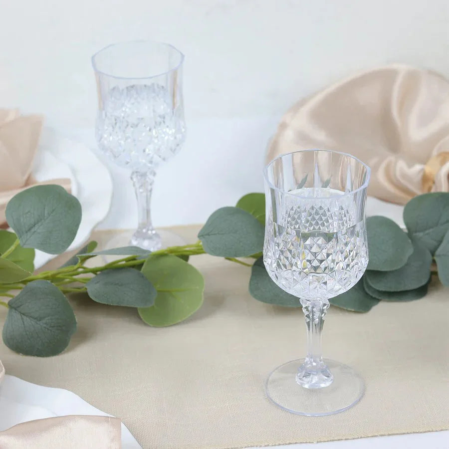 Balsacircle 6 Disposable 8 Oz Clear Crystal Cut Goblets Plastic Wine Glasses Party Events Tableware Decorations
