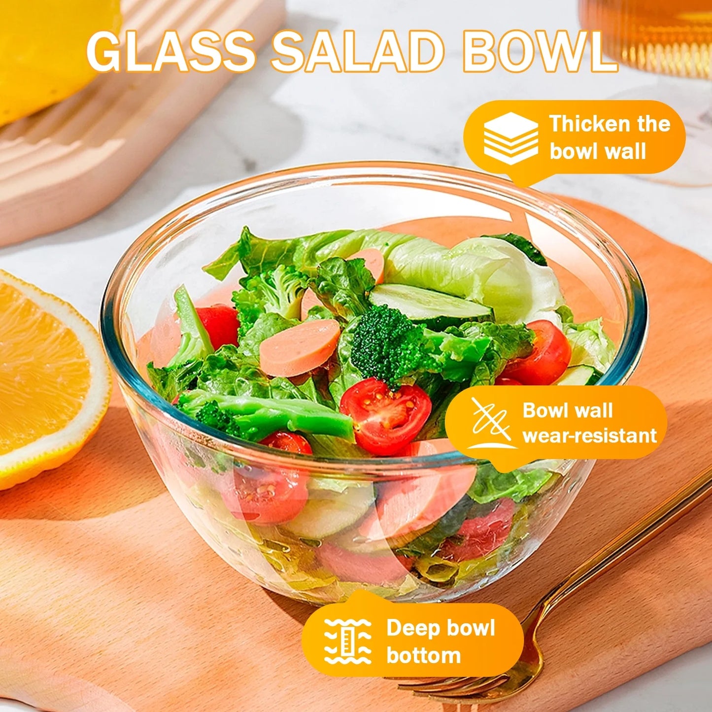 Glass Mixing Bowls Set, 4 Pack Glass Mixing Bowls with Lids, Nesting Storage Bowls for Kitchen,0.5/0.75/1.5/2.5 QT Great for Prep, Baking, Serving