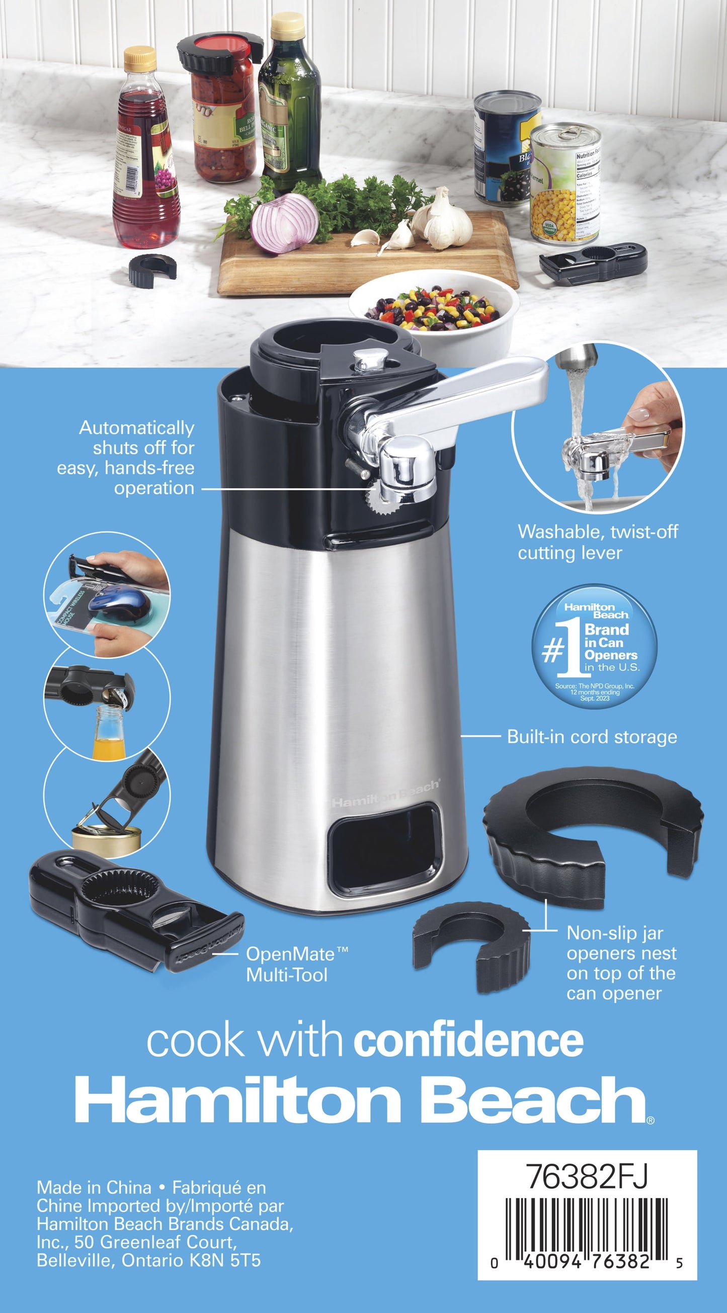 Open Station Electric Automatic Can Opener, Includes Multi-Tool, 2 Jar Openers, 76382