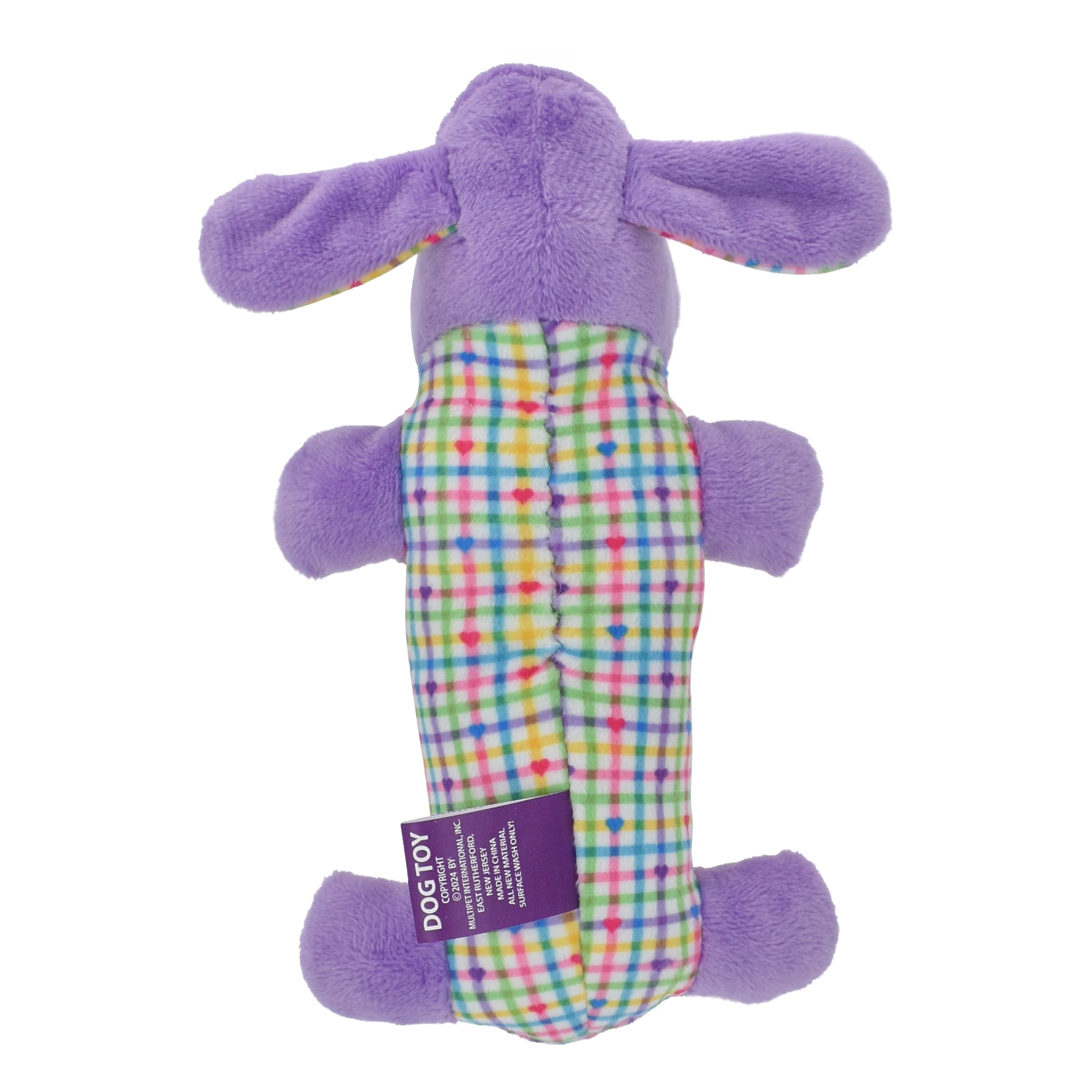 6-Inch Colorful Plaid Smiling Loofa Plush Dog Toy