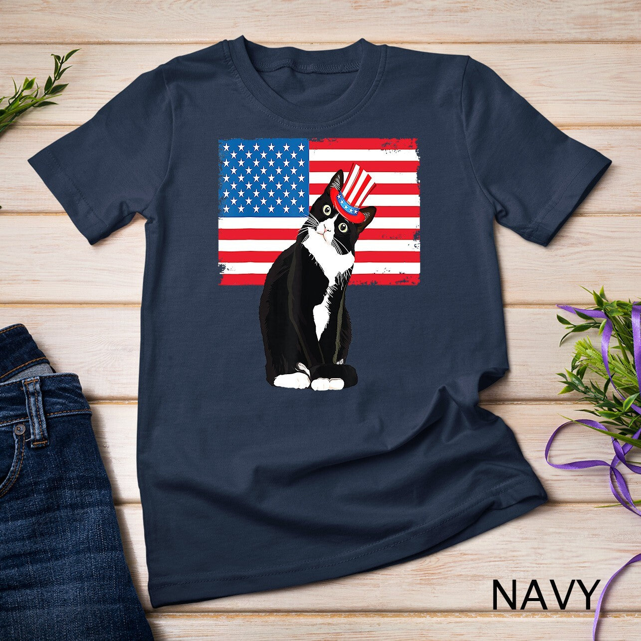 Tuxedo Cat 4Th of July Hat Patriotic Gift Adults Kids T-Shirt Unisex T-Shirt