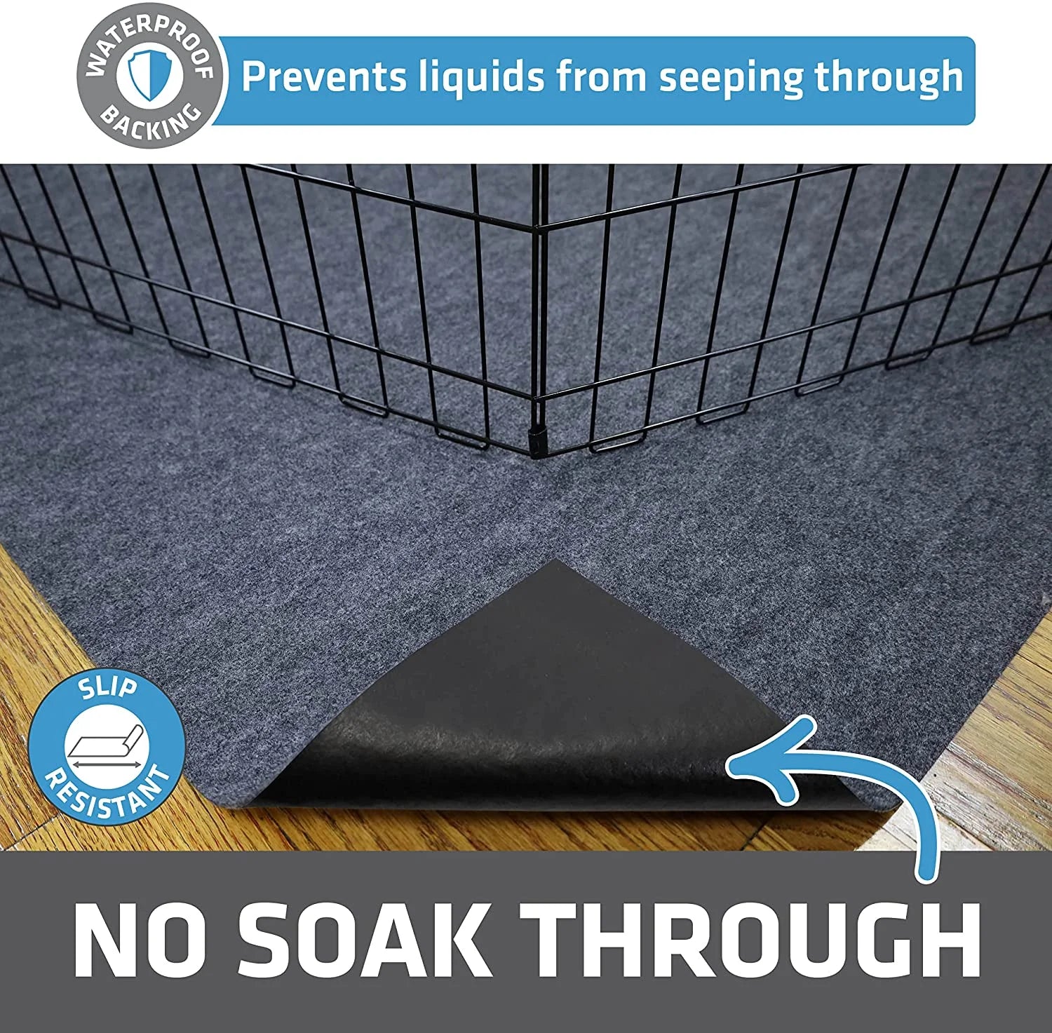 Jumbo Dog Playpen Mat, Absorbent/Waterproof/Non-Slip/Machine Washable, XL Size (60” X 74”), Reusable Puppy Pad for Training, Whelping, Housebreaking, Incontinence, and Crate/Kennel