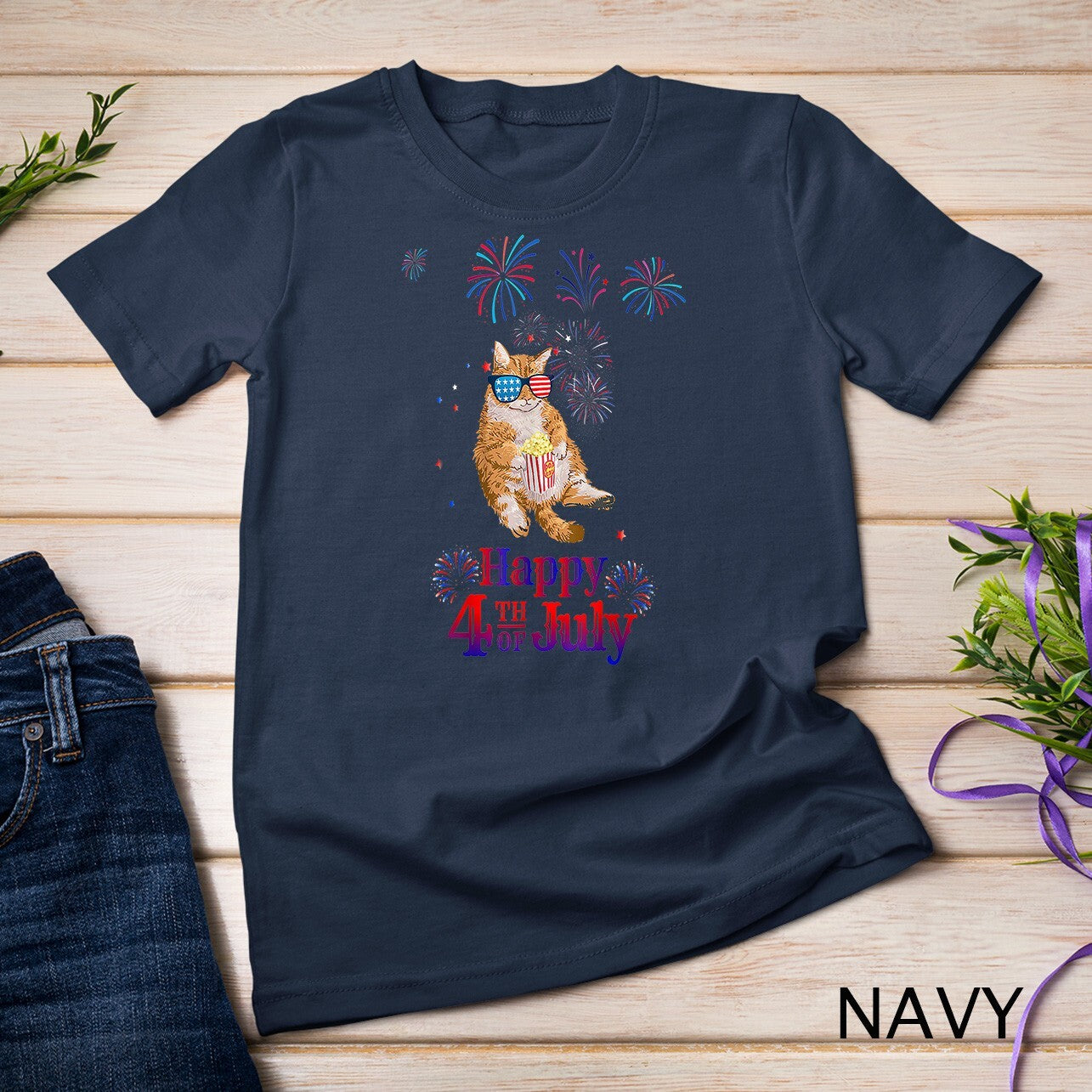 Patriotic Cat Shirt Happy 4Th of July T-Shirt Unisex T-Shirt