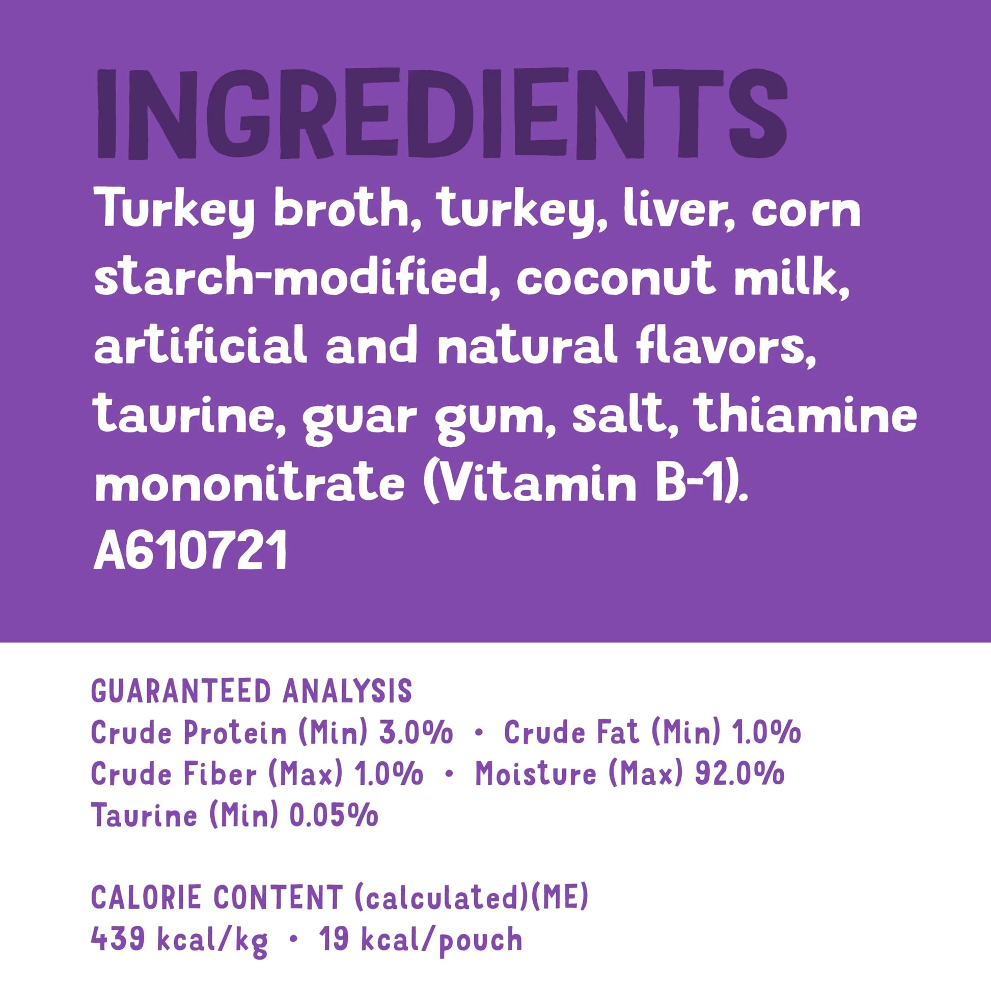 Purina  Lil' Shakes Wet Puree Cat Food Topper, Flavorful Turkey, 1.55 Oz Pouch