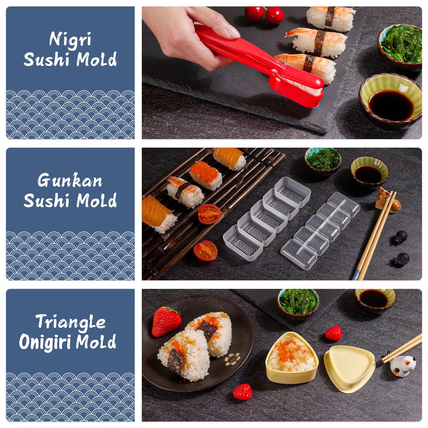 27 Pcs Sushi Making Kit with Bamboo Rolling Kit Sushi Bazooka Maker, Dishwasher Safe