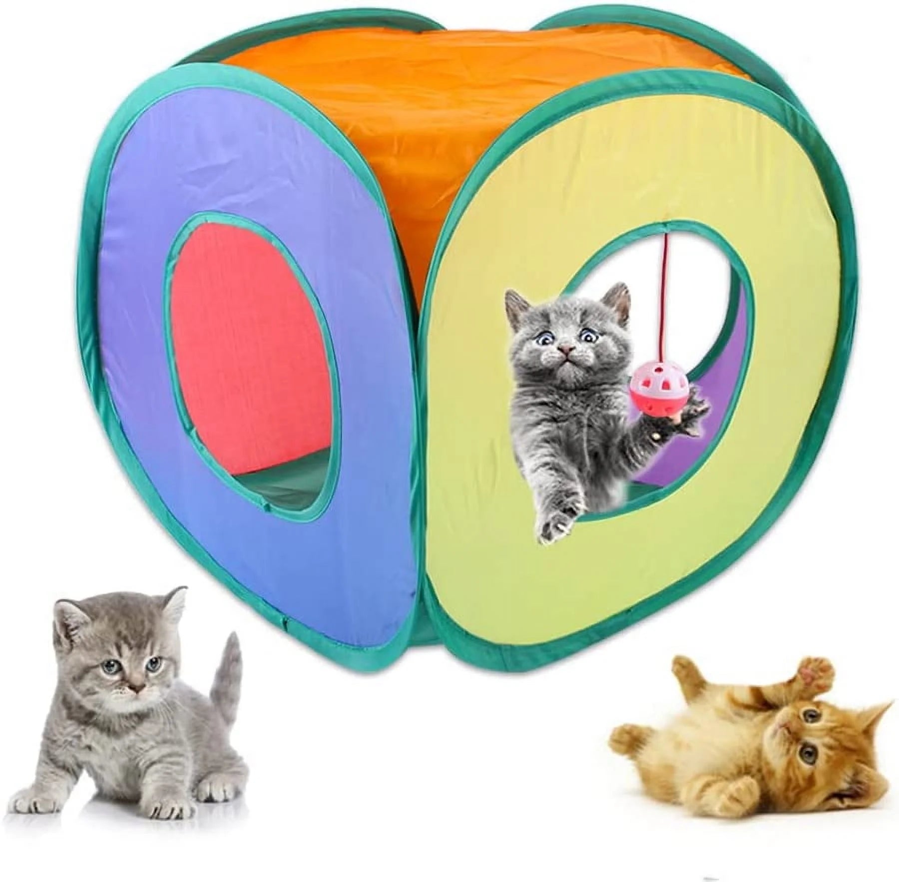 15-Piece Interactive Cat Toys Set - Includes Tunnel, Teaser Stick, Colorful Plush Mice, and Bell Balls for Kittens and Cats