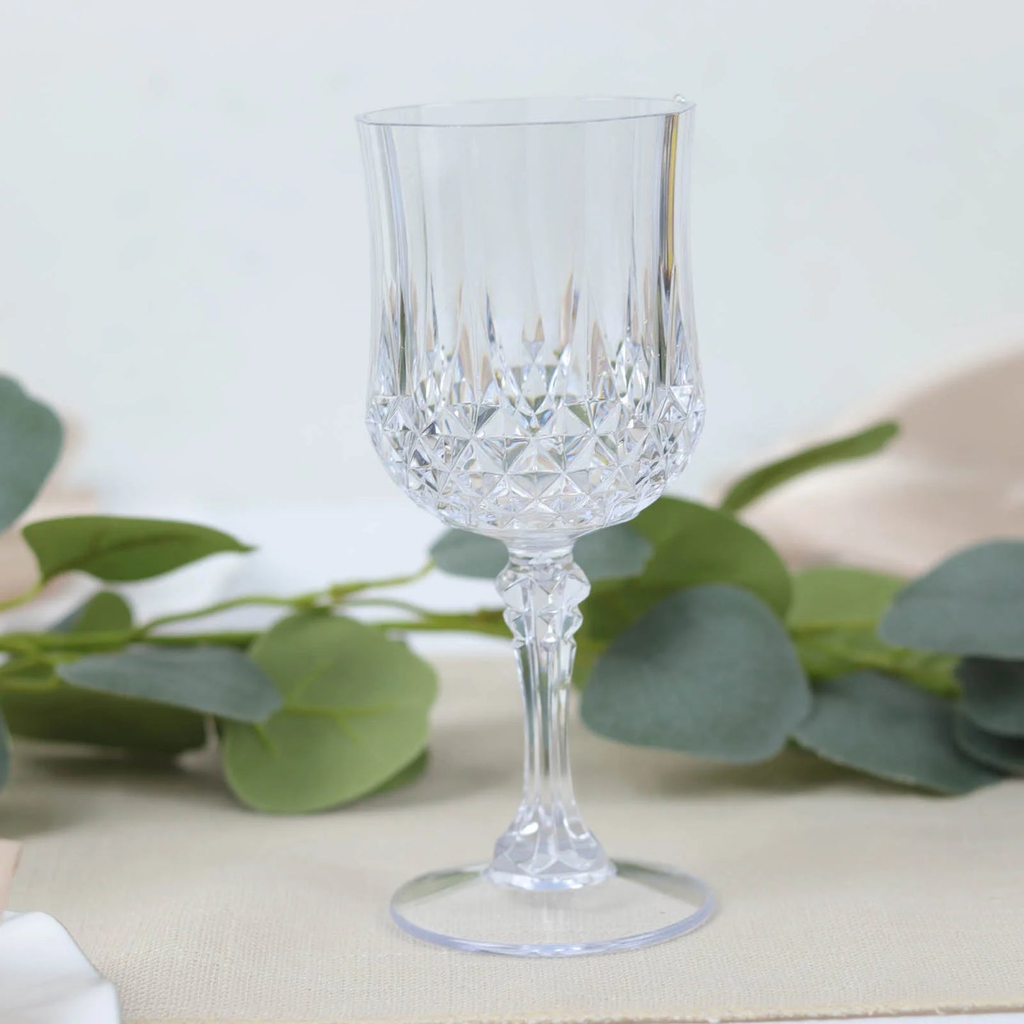 Balsacircle 6 Disposable 8 Oz Clear Crystal Cut Goblets Plastic Wine Glasses Party Events Tableware Decorations