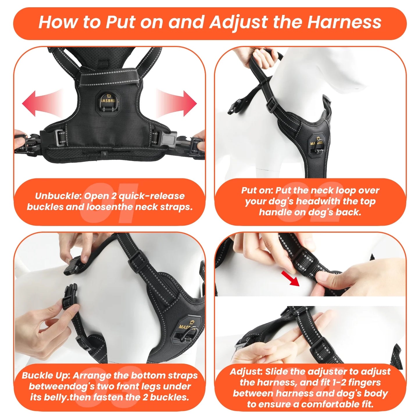 Reflective No-Pull Dog Harness with Handle, Breathable & Adjustable for Small Dog Blue XS