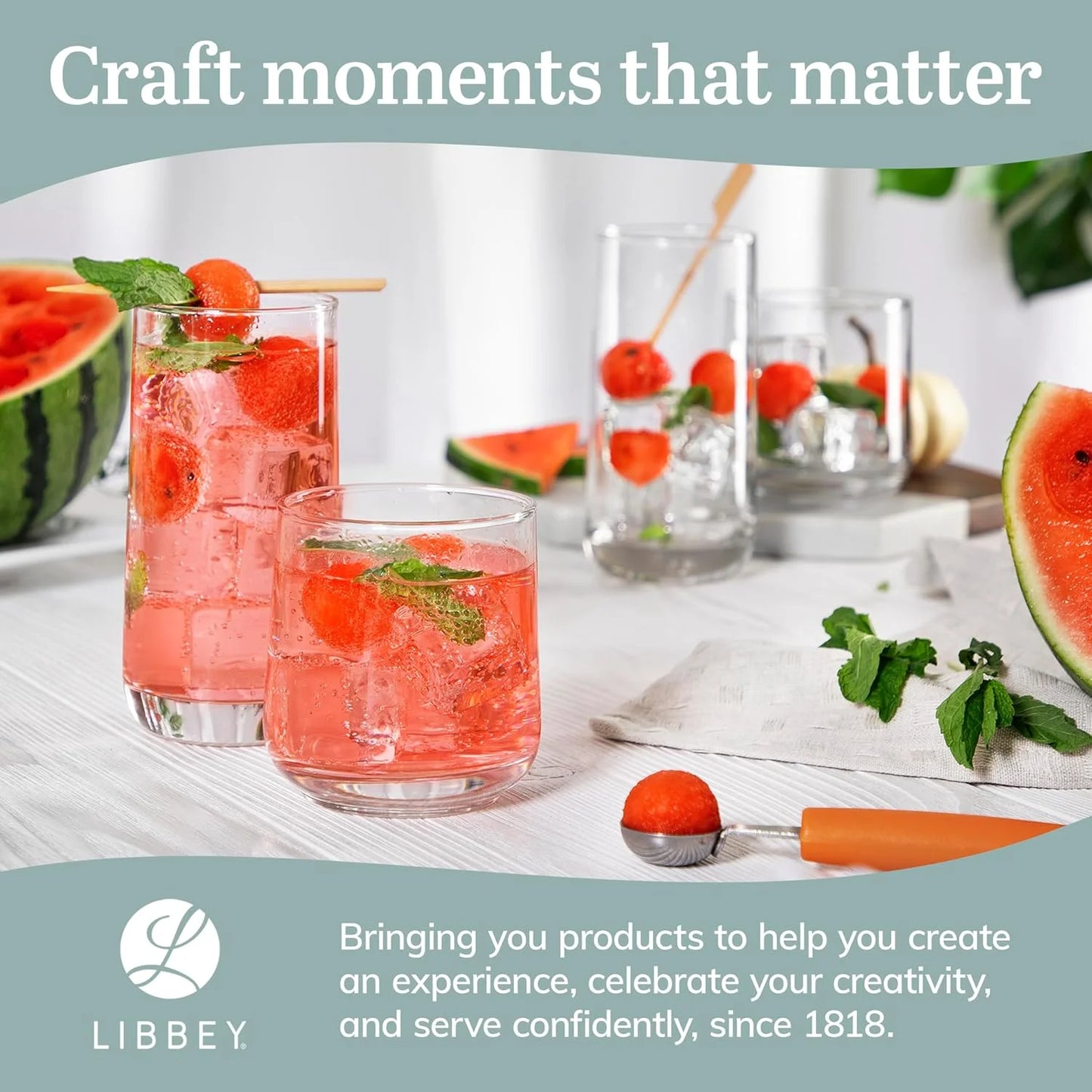 Glass and Rocks Glassware Set, Stylish Lead-Free Glassware 16-Piece Set, Versatile Dishwasher Safe Kitchen Glassware Set for Parties