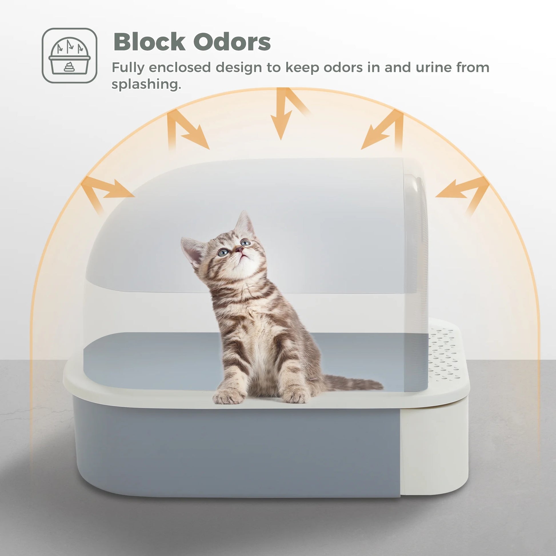 Large Cat Litter Box with Scoop Litter Box with Lid Double-Layer Leak-Proof Litter Box for Cat, Gray