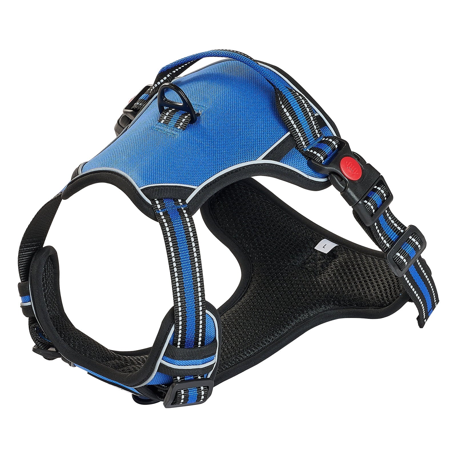 Adjustable Canine Harness for Large Breeds, Non-Dragging Vest with 5Ft Lead, Grip, Metallic Loops, Fasteners, Reflective Threads, Made from Durable 600D Oxford Material, Ideal for Training