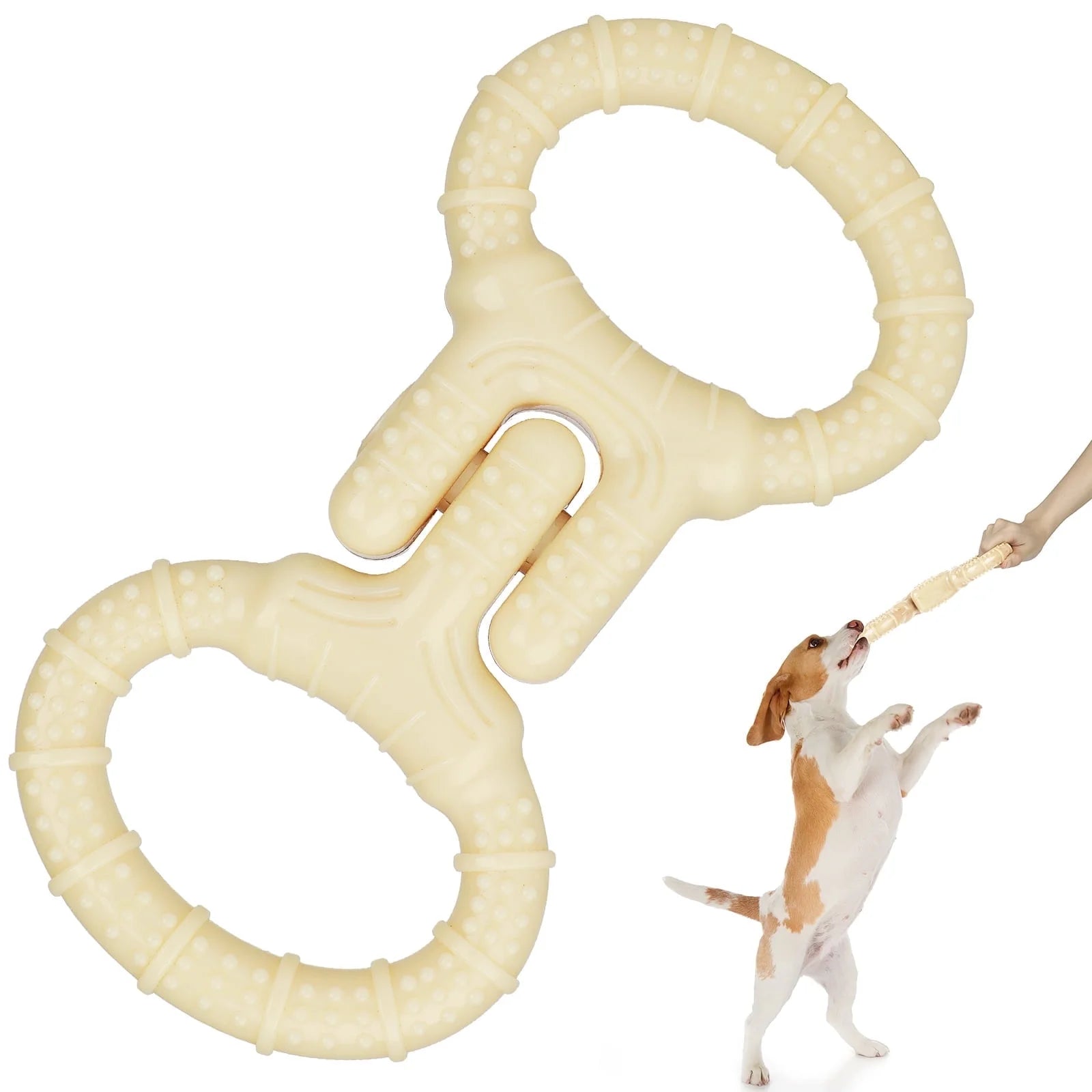 Durable Dog Toys for Aggressive Chewers, Outdoor Tug Toy for Small to Large Breeds, Beige