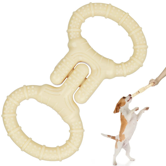 Durable Dog Toys for Aggressive Chewers, Outdoor Tug Toy for Small to Large Breeds, Beige