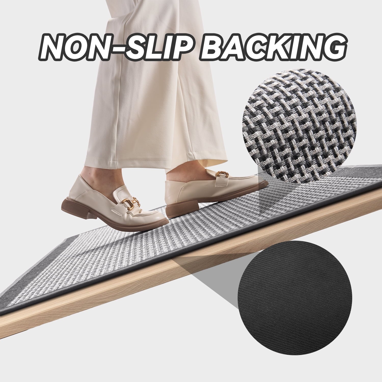 2-Piece Non-Slip Kitchen Rug Set, Washable Absorbent Mats, 19.7"X31.5"+19.7"X59", Gray, for Sink, Laundry, Hallway