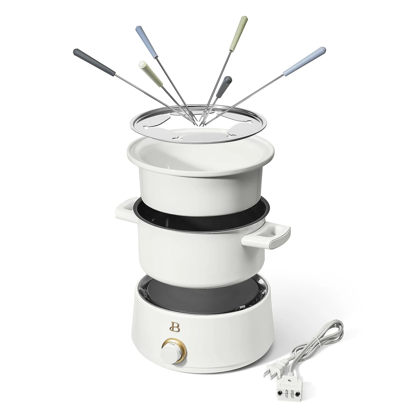 3 Qt Electric Fondue Set with Bonus 2 Qt Ceramic Pot, White Icing by Drew Barrymore