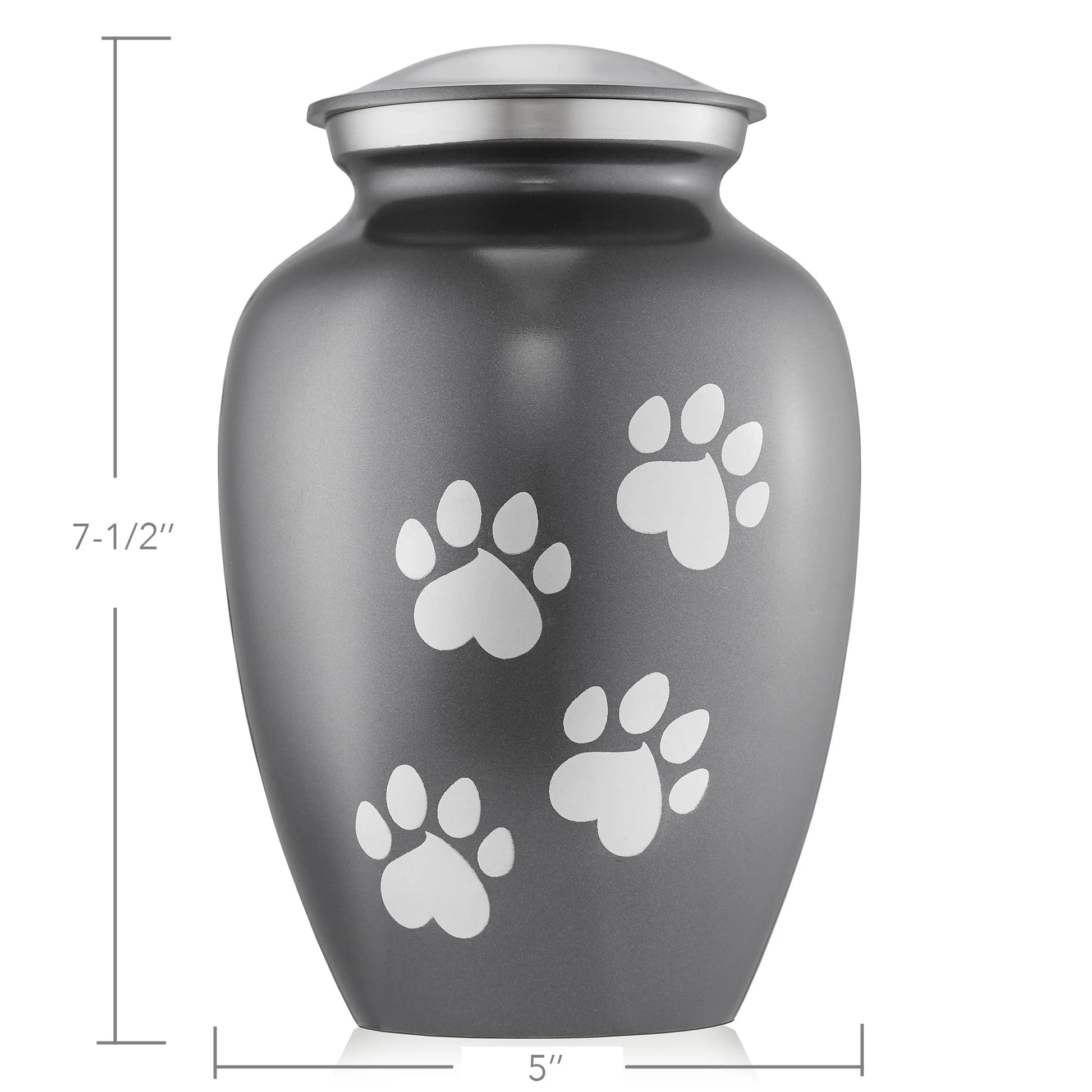Pet Cremation Urns for Dog and Cat Ashes, Memorial Paw Print Urn - Medium up to 70 Pounds Gray