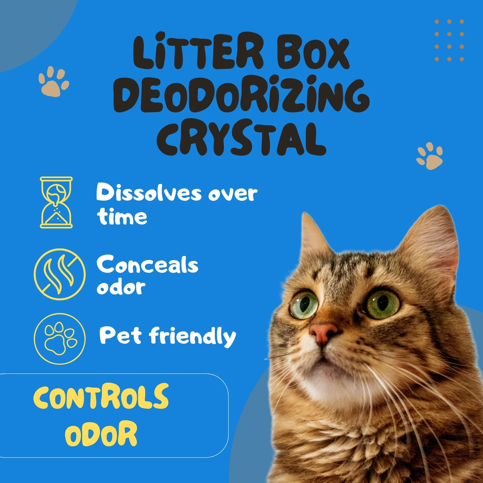 (1) Cat Litter Box Deodorizing Blue Crystals, 15Oz Bag Fresh Scent Litterbox Freshener Controls Odors Dissolves over Time Pet-Friendly Odor Control