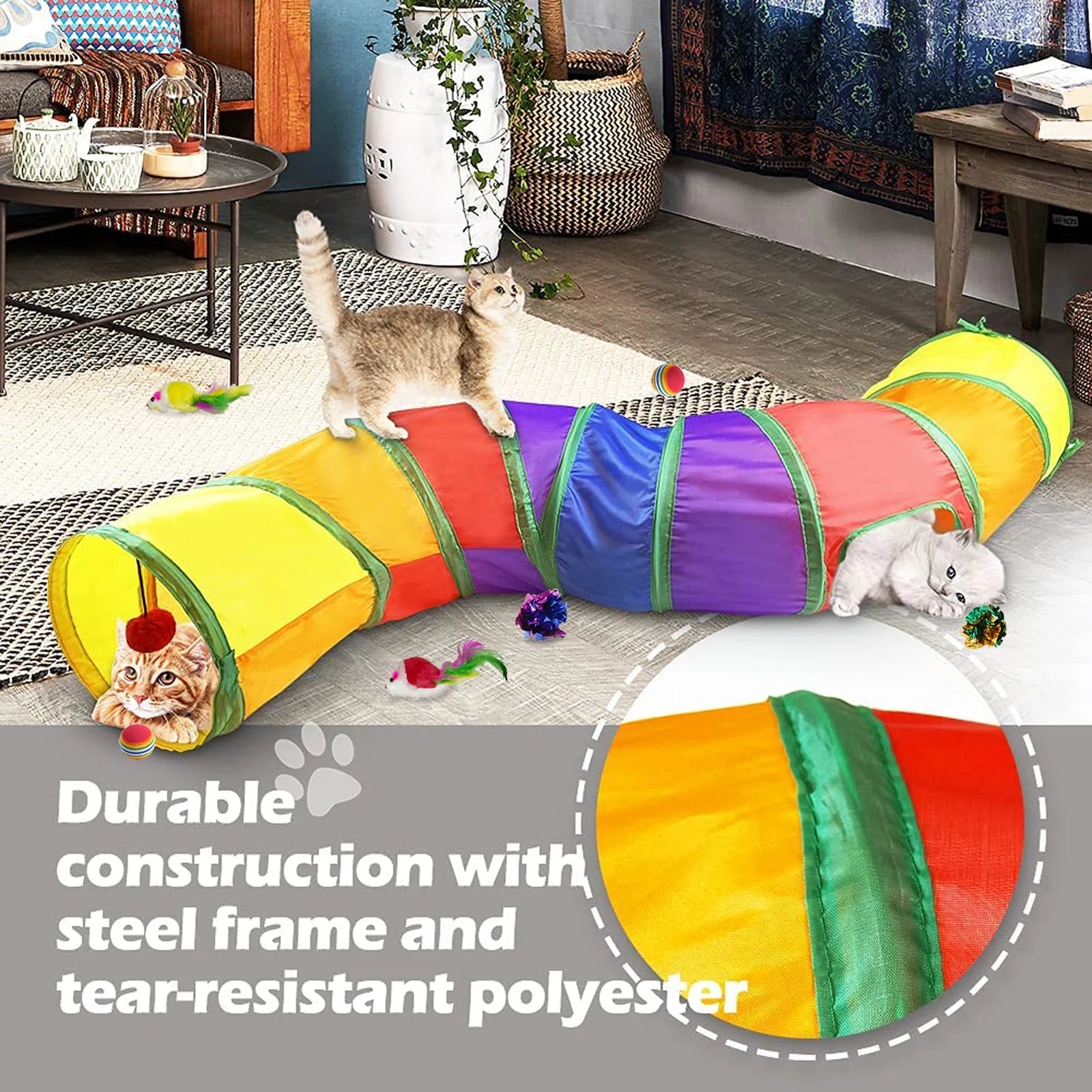 Cat Toys Tunnels Collapsible Pets Cat Jungle Tunnels Kitty Toys Balls