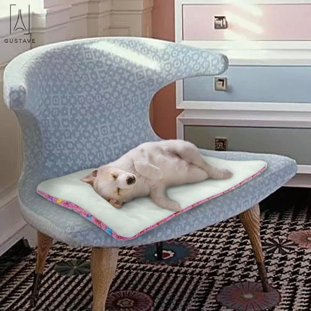 design Large Dog Pet Sleep Mat Soft Warm Reversible Fleece Crate Bed Mat Kennel Pad Cage Cushion for Large Small Medium Dog Cat "Blue, S"