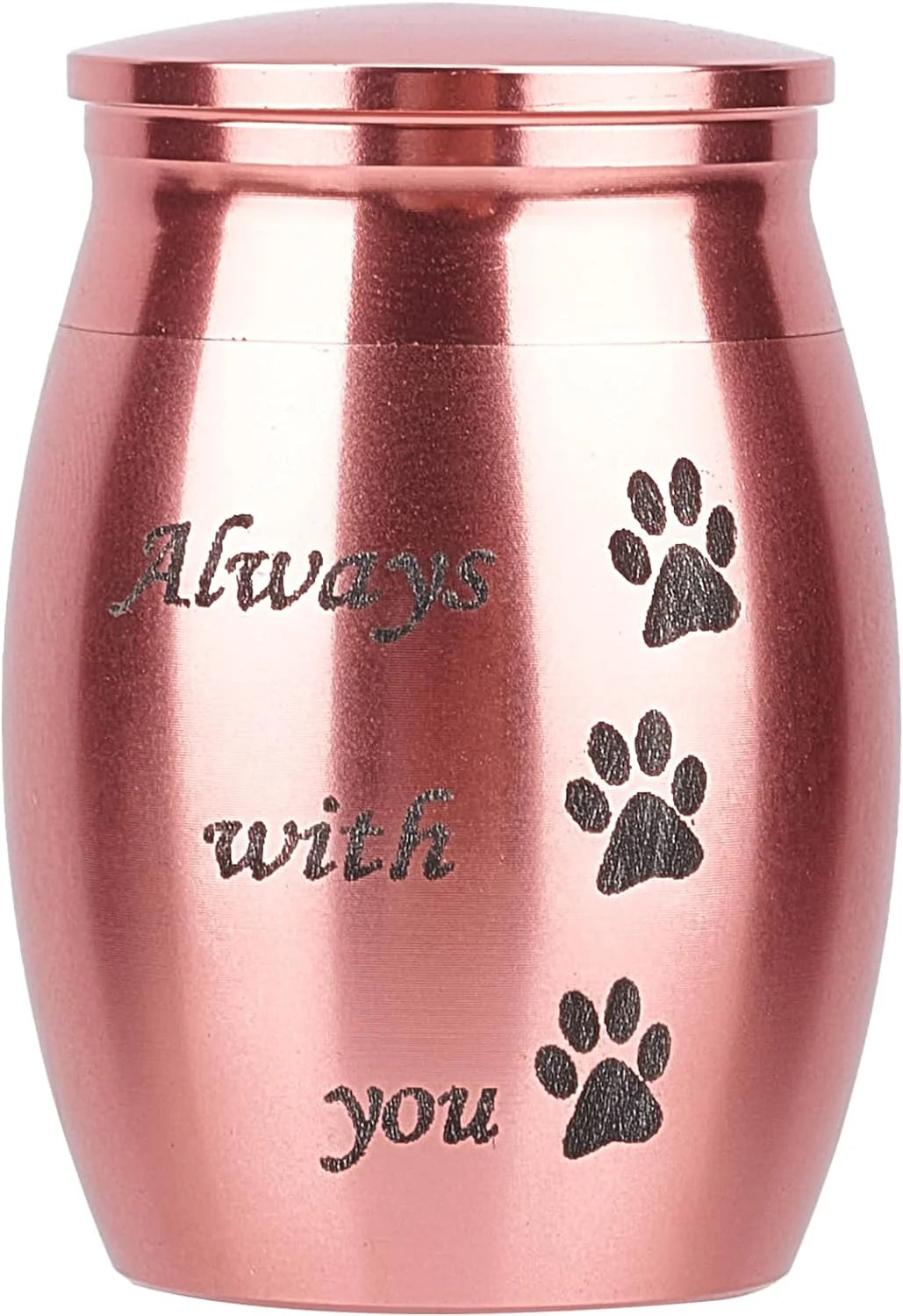 Small Pet Urns Always with You Memorial Ashes Holder Mini Paws Engraved Urns Metal Cremation Keepsake Stainless Steel Urns for Pet Dog Cat Bird Rabbit 1.18 X 1.57 Inch Pink