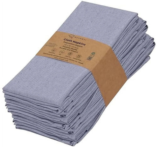 Cloth Napkins Set of 12, 18X18 Reusable Napkins Cloth Washable, Soft & Durable Table Napkins, Polycotton Chambray Dinner Napkins for Parties, Christmas, Thanksgiving, Weddings - Steel