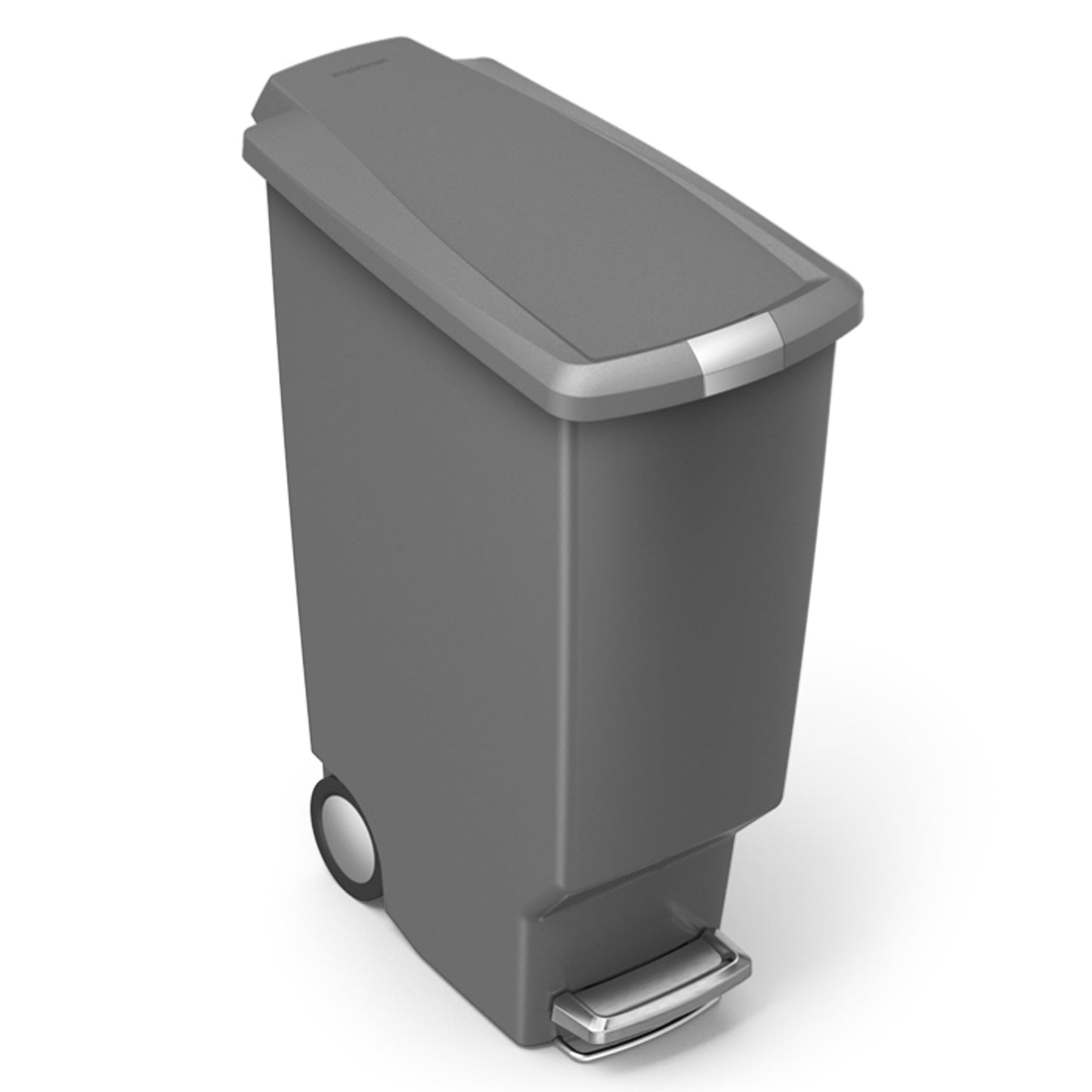 10.6 Gallon Trash Can, Slim Kitchen Step Trash Can with Secure Slide Lock, Gray Plastic