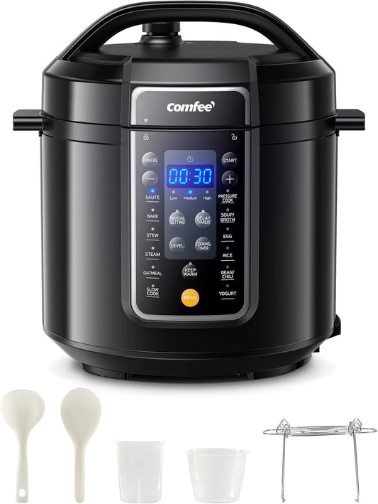 COMFEE’ 6QT Electric Pressure Cooker, 9-In-1 Instant Multi Cooker Olla De Presion Rice Cooker Slow Cooker Steamer Sauté Yogurt Maker Non-Stick Pot