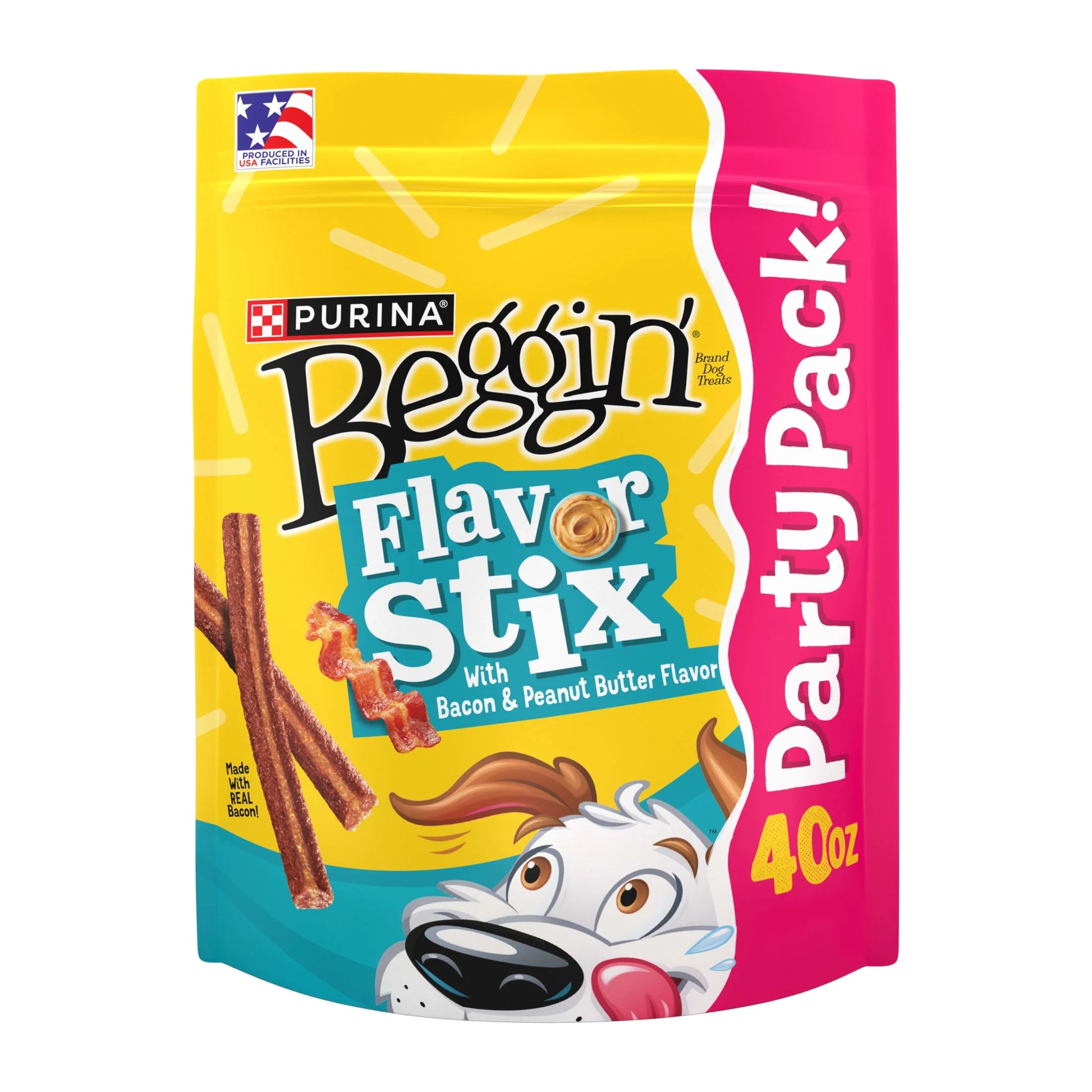 Purina  Flavor Stix Dog Treats with Real Bacon and Peanut Butter, 40 oz Pouch