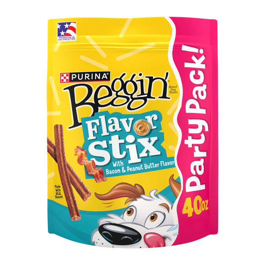 Purina  Flavor Stix Dog Treats with Real Bacon and Peanut Butter, 40 oz Pouch