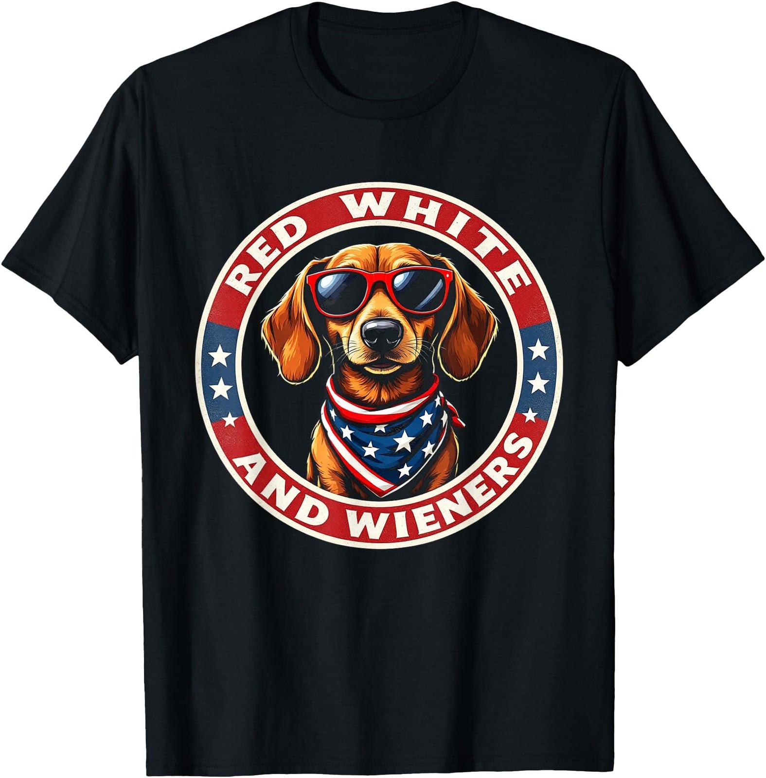 Red White and Wieners Funny Weiner Dachshund Dog 4Th of July T-Shirt